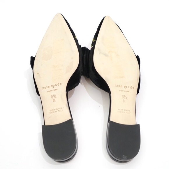 Kate Spade Rose Embroidered Velvet Slip On Flats - Picture 6 of 7